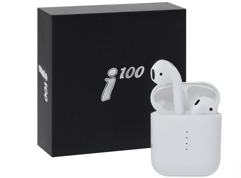 Бездротові сенсорні навушники i100 TWS бінауральні Bluetooth 5.0 White TVI100 фото