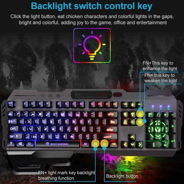 Ігрова клавіатура з RGB-підсвіткою і постачанням для телефона AOASMODE L M-1000 USB (20) VEN284 фото