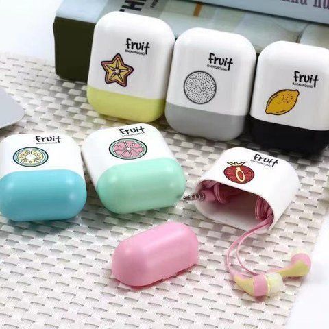 Навушники вкладиші, з мікрофоном асорті 6 видів / Гарнітура Keeka Fruit MC-125 з коробочкою TVMC125 фото