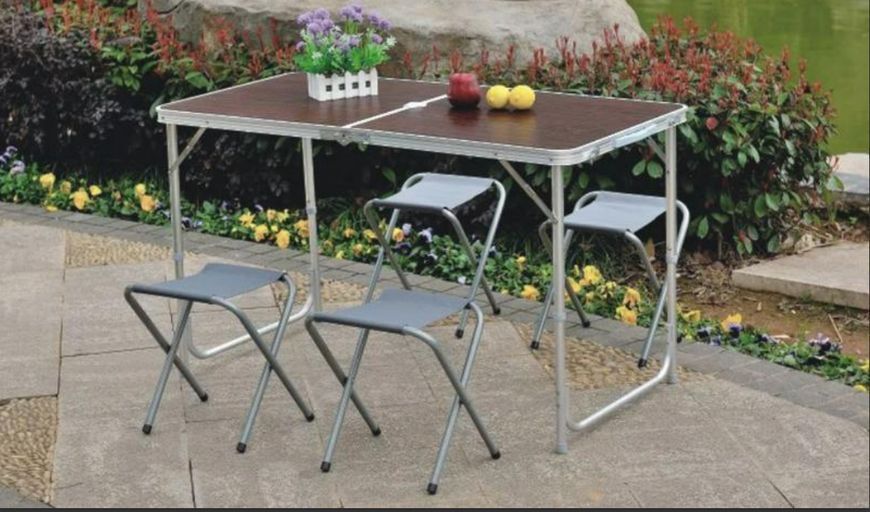 Стіл складаний + 4 стільця. Складаний столик для пікніка - folding table. Дуже легкий, компактний стіл для пікнік BIG TABLE2 фото