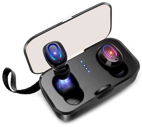 Бездротові навушники Air Twins T18s TWS Bluetooth 5.0 c боксом для зарядки Чорні TV80 фото