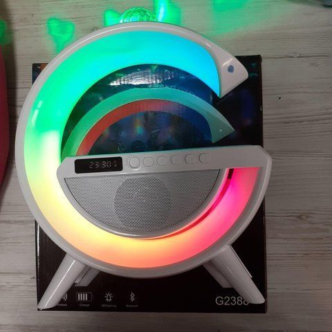 Настільна лампа, нічник RGB 3-in-1 HM-3130 Rainbow Light-Wireless Charger-Speaker з бездротовою зарядкою (24) VENBT2301 фото