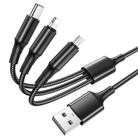 Кабель для зарядного пристрою 3 в 1 3 in 1 USB CABLE TV0234 фото