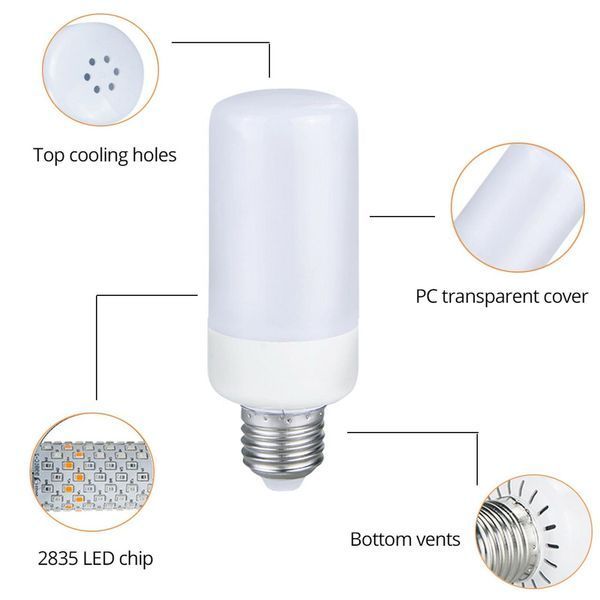 Лампа світлодіодна декоративна з LED ефектом полум'я у формі кукурудзи LED фото