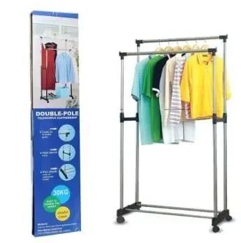 Телескопічна стійка, вішалка Double Pole Clothes Horse Mini для одягу і взуття в гардеробну TBL15 фото
