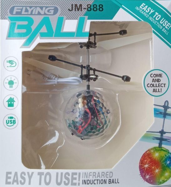 Летающий шар вертолет Flying Ball JM-888 с подсветкой и сенсорным управлением для детей Прозрачный 888 фото