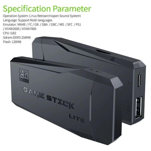 Игровая приставка Game Stick Lite 64 Gb для ТВ, 4k Ultra HD, 2 геймпада VEN116 фото