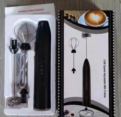 Ручний міксер капучинатор Milk Frother 2 в 1 чорний портативний акумуляторний від USB VEN0254 фото