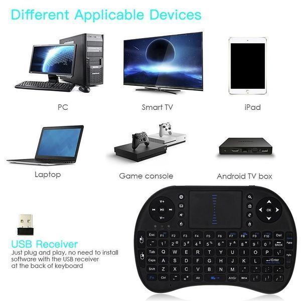 Мини клавиатура для Smart TV с подсветкой UKC i8 + touch с тачпадом USB VEN22 фото