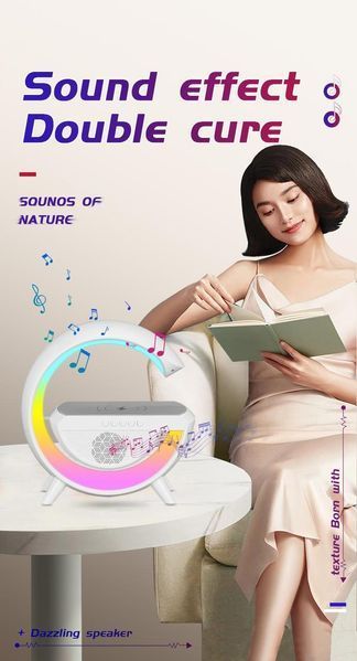 Настільна лампа, нічник RGB 3-in-1 HM-3130 Rainbow Light-Wireless Charger-Speaker з бездротовою зарядкою (24) 2301-40 фото