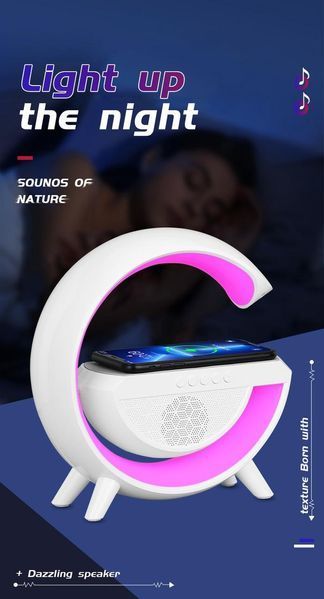 Настільна лампа, нічник RGB 3-in-1 HM-3130 Rainbow Light-Wireless Charger-Speaker з бездротовою зарядкою (24) 2301-40 фото