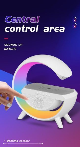 Настільна лампа, нічник RGB 3-in-1 HM-3130 Rainbow Light-Wireless Charger-Speaker з бездротовою зарядкою (24) 2301-40 фото