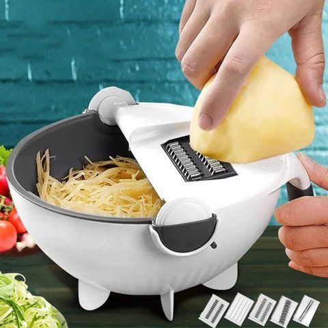 9 в 1 Мультислайсер WET BASKET VEGETABLE CUTTER, Многофункциональная вращающаяся овощерезка TV159 фото