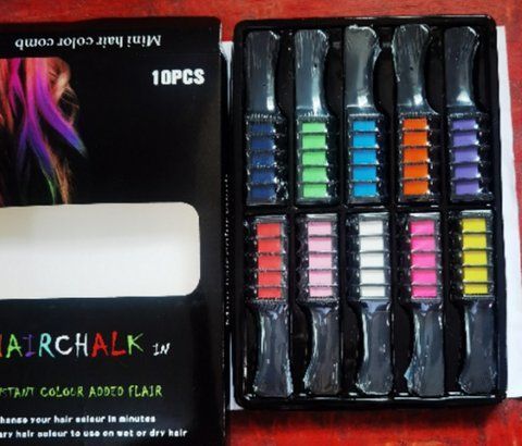 Набор мелков для волос 10 шт Hair chalk Разноцветные красители гребешок для детей и взрослых VEN0602 фото