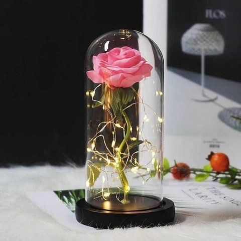 Роза в колбі Happy Every Day 27 см з LED підсвічуванням 1036160187 фото