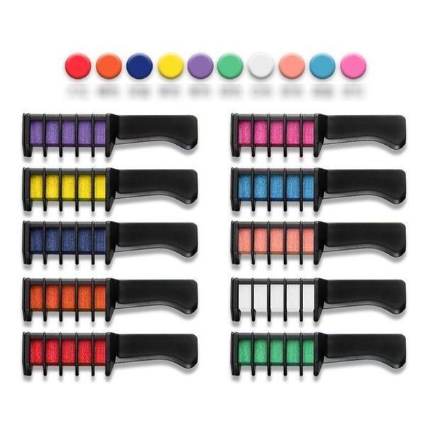 Набор мелков для волос 10 шт Hair chalk Разноцветные красители гребешок для детей и взрослых VEN0602 фото
