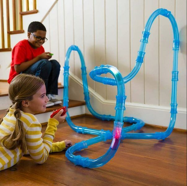 Светящиеся трубопроводные гонки CHARIOTS SPEED PIPES / трубопроводный автотрек / гоночный трек 37 деталей A37 фото