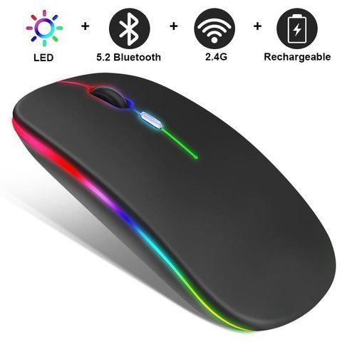 Бездротова безшумна миша BauTech Зі світлодіодною RGB-підсвіткою акумуляторна Bluetooth + 2.4 ГГц тиха VEN274 фото