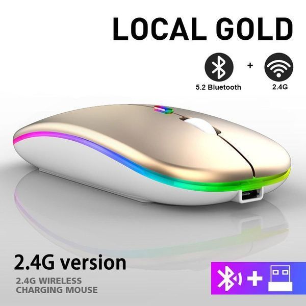 Беспроводная бесшумная мышь BauTech Со светодиодной RGB подсветкой аккумуляторная Bluetooth + 2.4 ГГц тихая VEN274 фото