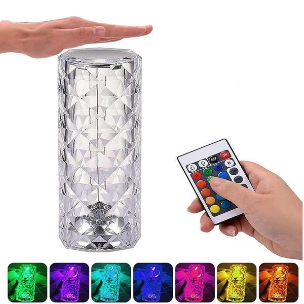 Кришталева настільна лампа 16 кольорів RGB візерунок VEN146 фото