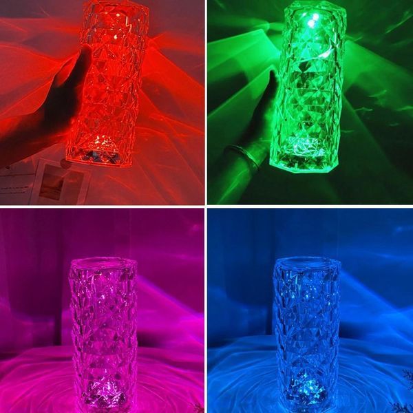 Кришталева настільна лампа 16 кольорів RGB візерунок VEN146 фото