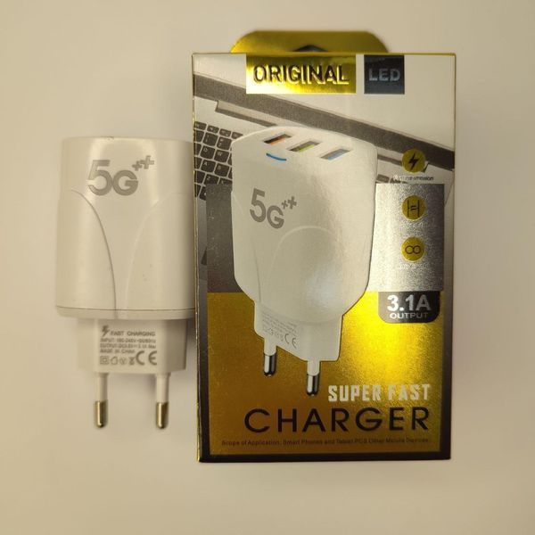 Зарядний пристрій на 3 USB ORIGINAL 5G 3.1 A SUPER CHARGER(500) VEN321 фото