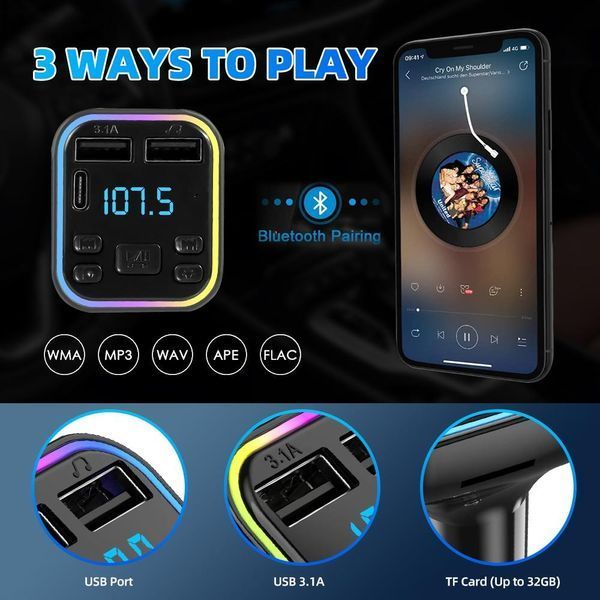 Модулятор FM,2 USB,1-Type C Car Fm player G39 VEN142 фото