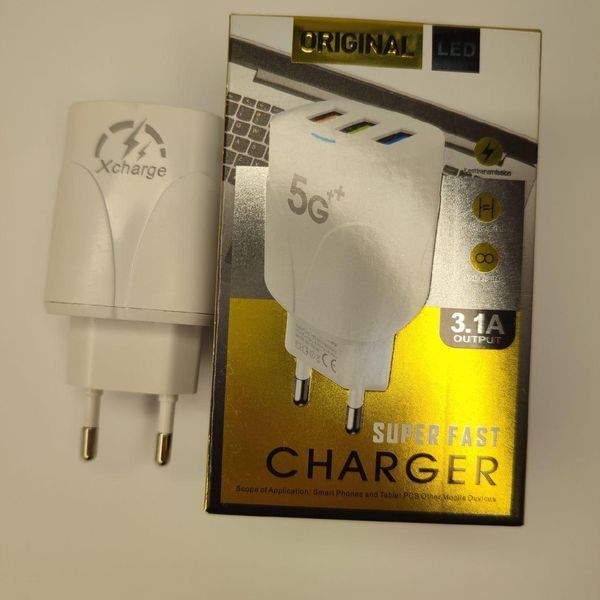 Зарядний пристрій на 3 USB ORIGINAL 5G 3.1 A SUPER CHARGER(500) VEN321 фото
