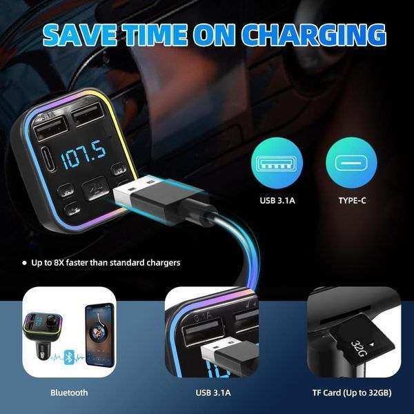 Модулятор FM,2 USB,1-Type C Car Fm player G39 VEN142 фото