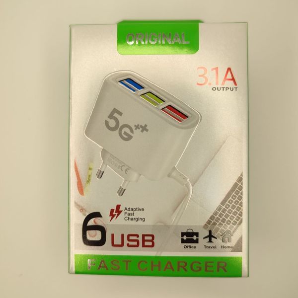 Зарядний пристрій на 6USB ORIGINAL 3.1 OUTPUT 56 FAST CHARGER VEN322 фото