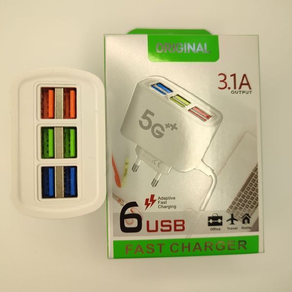 Зарядний пристрій на 6USB ORIGINAL 3.1 OUTPUT 56 FAST CHARGER VEN322 фото