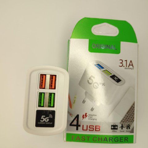 Зарядний пристрій на 4 USB ORIGINAL 3.14 5G FAST CHARGER (500) VEN323 фото
