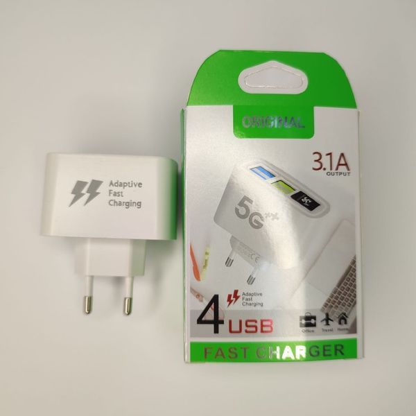 Зарядний пристрій на 4 USB ORIGINAL 3.14 5G FAST CHARGER (500) VEN323 фото