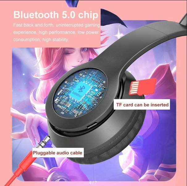 Беспроводные наушники &laquo;кошачьи уши&raquo; с микрофоном, Bluetooth-наушники Cat Ear P47 TVP47M фото