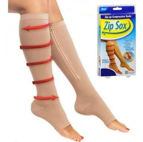 Лечебные компрессионные гольфы от варикоза Zip Sox (Зип Сокс) со змейкой бежевые TV200B фото