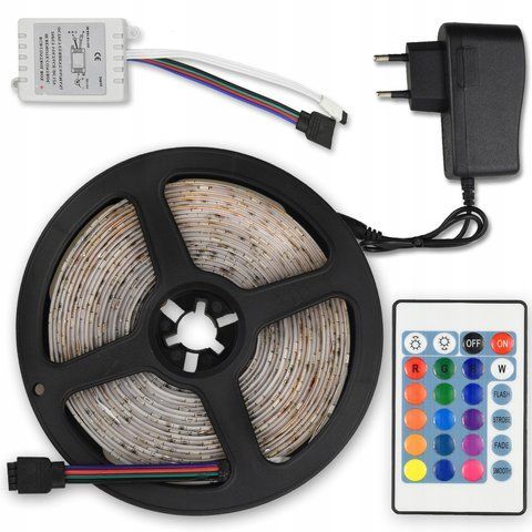 Стрічка світлодіодна LED 3528 RGB 3м 180 LED з пультом і блоком живлення RGB-M фото