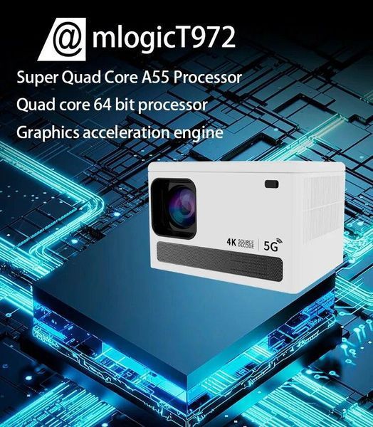 Розумний проєктор 4K, 4 ядра, X6 Android 10, Wi-Fi, 2K відео, Full HD 1080P,мініпроєктор для домашнього кінотеатру VEN0345 фото