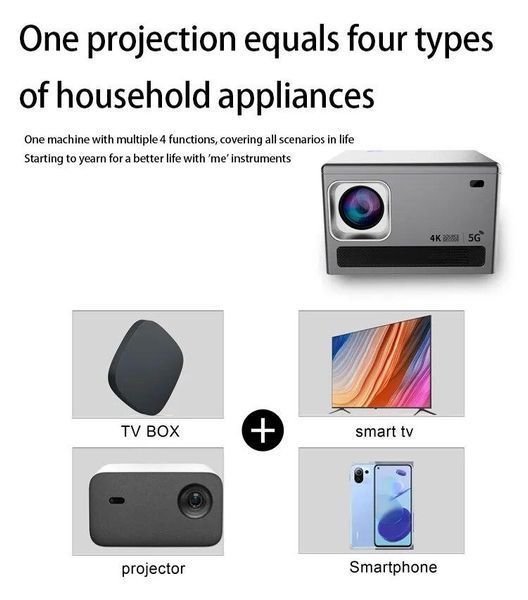 Розумний проєктор 4K, 4 ядра, X6 Android 10, Wi-Fi, 2K відео, Full HD 1080P,мініпроєктор для домашнього кінотеатру VEN0345 фото