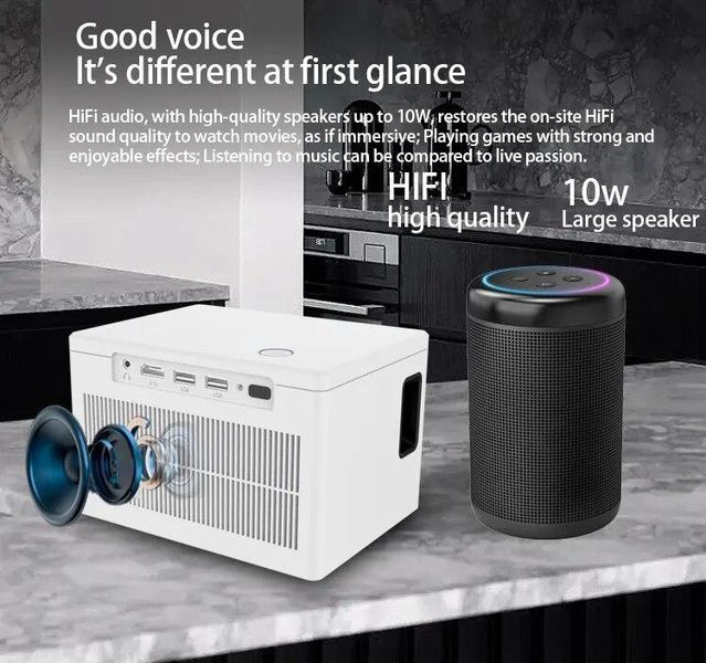 Розумний проєктор 4K, 4 ядра, X6 Android 10, Wi-Fi, 2K відео, Full HD 1080P,мініпроєктор для домашнього кінотеатру VEN0345 фото