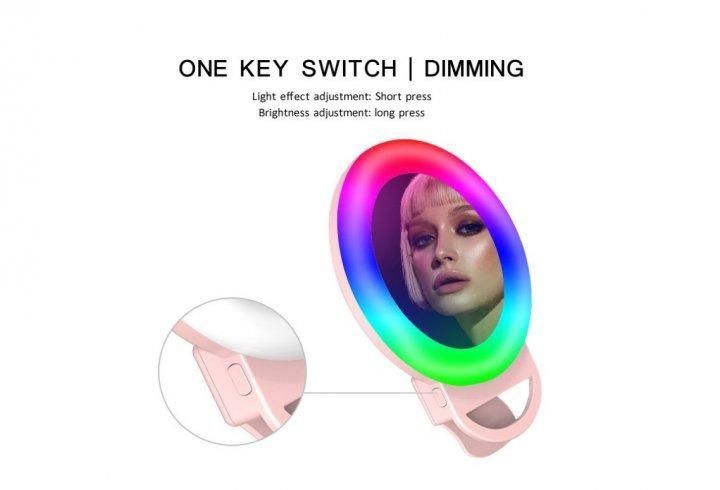 Кільцева селфі-лампа з дзеркалом Selfie Ring Light для планшета, телефону RGBM фото