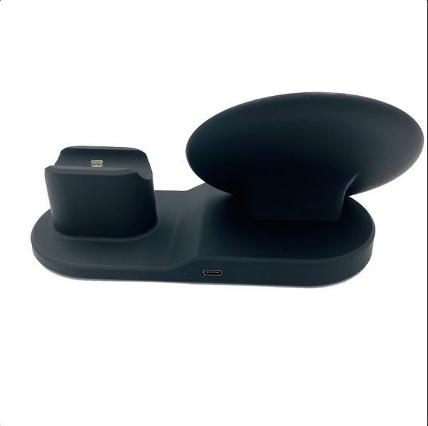 Бездротова зарядка 3 в 1 wireless charger 3 in 1 для смартфона смарт-годинника навушників із захистом A71 фото
