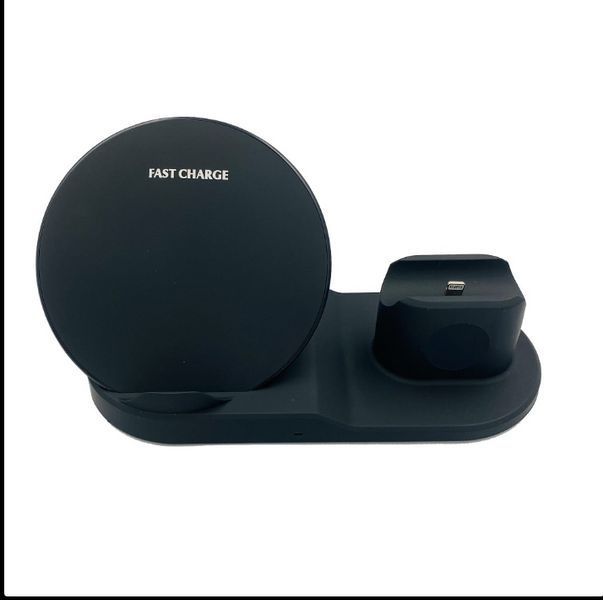 Бездротова зарядка 3 в 1 wireless charger 3 in 1 для смартфона смарт-годинника навушників із захистом A71 фото