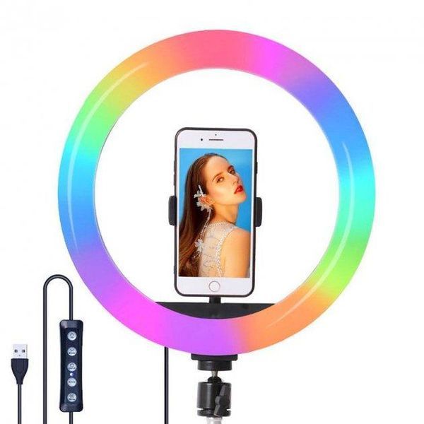 Кільцева лампа 20 см Селфи LED кільце кольорове Кільцевої світло RGB LED лампа MJ20 Live Stream 15 кольорів RI SOFT RGB20 фото