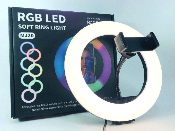 Кільцева лампа 20 см Селфи LED кільце кольорове Кільцевої світло RGB LED лампа MJ20 Live Stream 15 кольорів RI SOFT RGB20 фото