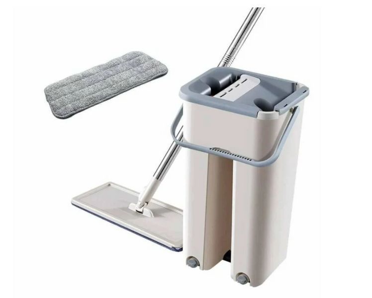Швабра с ведром лентяйка 7 л easy mop, комплект для уборки с автоматическим отжимом VEN59 фото