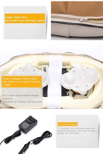 Массажер роликовый для спины и шеи, поясницы Massager of neck kneading 12V 24W (20) VEN0213 фото