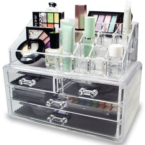 АКРИЛОВИЙ ОРГАНАЙЗЕР ДЛЯ КОСМЕТИКИ COSMETIC ORGANIZER З ЯЩИКАМИ ДЛЯ БІЖУТЕРІЇ TV374 фото
