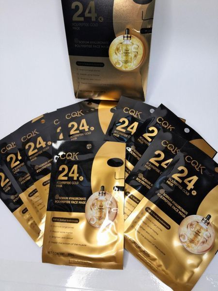 Золотая тканевая маска с полипептидами помогает уменьшить поры 24K "CQK" 23мл 1 шт (упаковка 10 шт) VEN0151 фото
