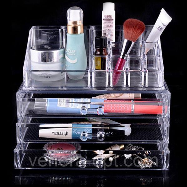 Косметичка Makeup Cosmetics Organizer Drawers Grids Display Storage Clear Acrylic TV374 фото