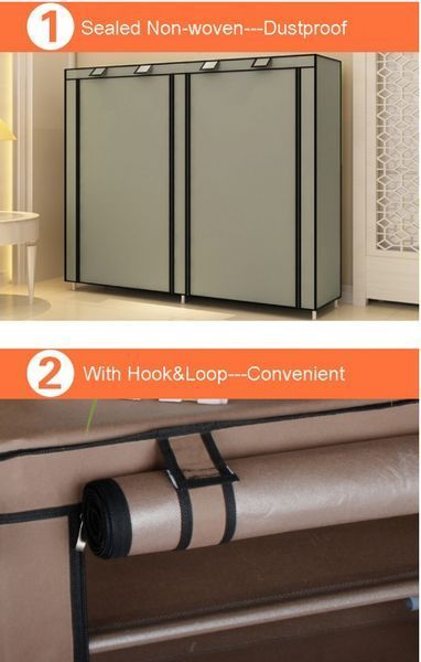Шафа для взуття Shoe Cabinet тканинна 6 полиць, дві секції. Коричневе світло BR00047 VE47 фото